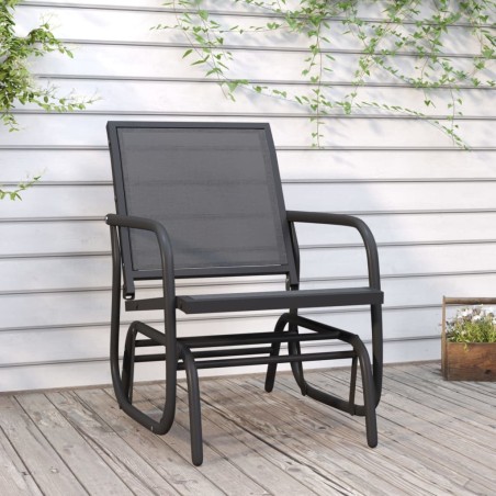 Chaise oscillante de jardin noir 61x76x87 cm textilène/acier 646348646348