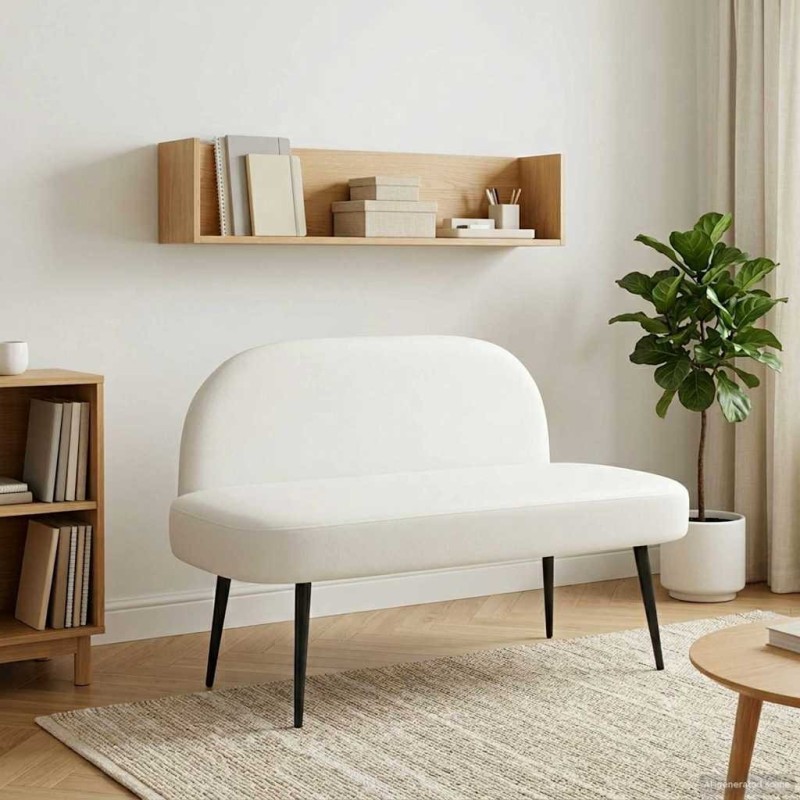 Banc rembourré avec dossier Blanc 110 x 60 x 76 cm Simili cuir 646354646354