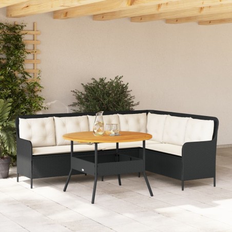Canapés de jardin 2 pcs avec coussins Noir Résine tressée 646365646365