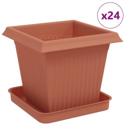 Pots de plantes 24 pcs Rouge brique 16 x 16 x 14 cm Plastique 646371646371
