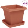 Pots de plantes 24 pcs Rouge brique 16 x 16 x 14 cm Plastique 646371646371