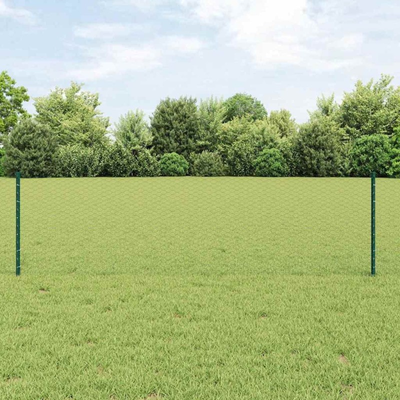 Clôture hexagonale avec poteau 25 x 0,6 m Vert Maille 646382646382