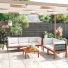 Salon de jardin 6 pièces avec coussins, bois d'acacia crème et corde 646385646385