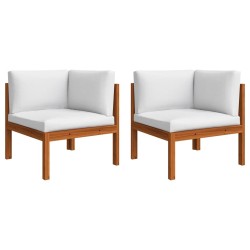Salon de jardin 6 pièces avec coussins, bois d'acacia crème et corde 646385646385