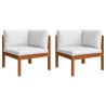 Salon de jardin 6 pièces avec coussins, bois d'acacia crème et corde 646385646385