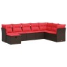 Salon de jardin 8 pcs avec coussins marron résine tressée 646386646386