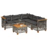Salon de jardin 6 pcs avec coussins gris résine tressée 646389646389