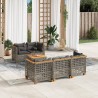Salon de jardin 6 pcs avec coussins gris résine tressée 646390646390
