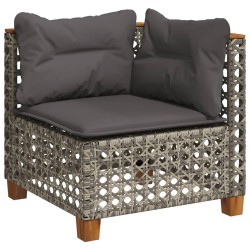 Salon de jardin 6 pcs avec coussins gris résine tressée 646391646391