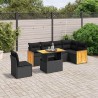 Salon de jardin 7 pcs avec coussins noir résine tressée 646392646392