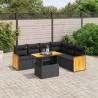 Salon de jardin 7 pcs avec coussins noir résine tressée 646396646396