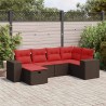 Salon de jardin avec coussins 6 pcs marron résine tressée 646397646397
