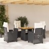 Ensemble à manger de jardin coussins 5pcs Noir Résine tressée 646406646406