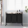 Panier à linge à 3 compartiments avec roulettes chêne fumé 646407646407