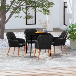 Ensemble à manger de jardin avec coussins 5 pcs Noir 646409646409