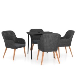 Ensemble à manger de jardin avec coussins 5 pcs Noir 646409646409