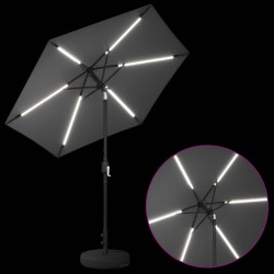 Parasol de jardin avec lumières LED et base 230 x 230 cm 646411646411