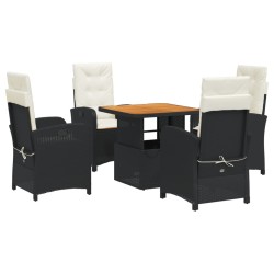 Ensemble à manger de jardin coussins 5pcs Noir Résine tressée 646412646412