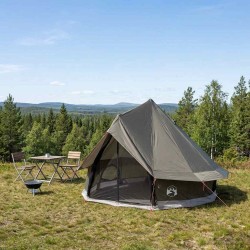 Tente Tipi Marron Gris 250 x 250 cm Polyester et Acier 646414646414