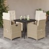 Ensemble à manger de jardin avec coussins 5pcs Beige poly rotin 646416646416