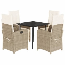 Ensemble à manger de jardin avec coussins 5pcs Beige poly rotin 646416646416