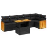 Salon de jardin 7 pcs avec coussins noir résine tressée 646421646421