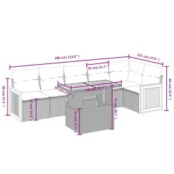 Salon de jardin 7 pcs avec coussins noir résine tressée 646421646421