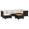 Salon de jardin 7 pcs avec coussins noir résine tressée 646422646422