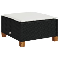 Salon de jardin 7 pcs avec coussins noir résine tressée 646422646422
