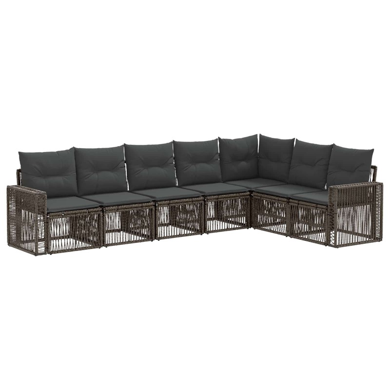 Ensemble de canapé de jardin 7 pcs Gris et Gris foncé polyrotin 646424646424