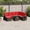 Ensemble de canapé de jardin 8 pcs avec coussins marron résine tressée 646432646432