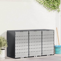 Rangement de poubelle à roulettes pour 3 poubelles Acier 646435646435