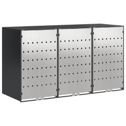Rangement de poubelle à roulettes pour 3 poubelles Acier 646435646435