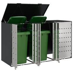 Rangement de poubelle à roulettes pour 3 poubelles Acier 646435646435