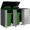 Rangement de poubelle à roulettes pour 3 poubelles Acier 646435646435