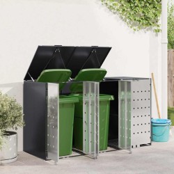 Rangement de poubelle à roulettes pour 3 poubelles Acier 646435646435