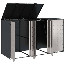 Rangement de poubelle à roulettes pour 3 poubelles Acier 646435646435