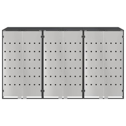 Rangement de poubelle à roulettes pour 3 poubelles Acier 646435646435