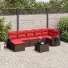 Ensemble de canapé de jardin 8 pcs avec coussins marron résine tressée 646437646437