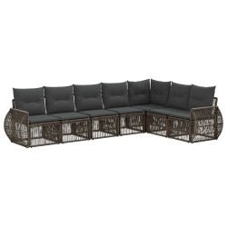 Ensemble de canapé de jardin 7 pcs Gris et Gris foncé polyrotin 646441646441