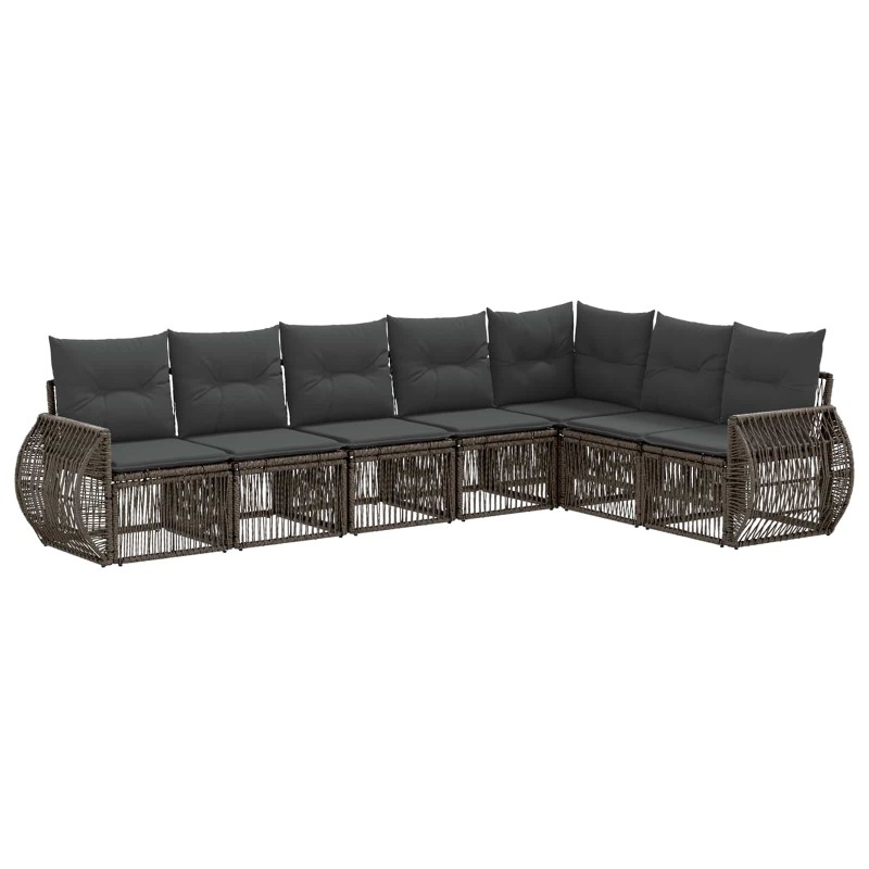 Ensemble de canapé de jardin 7 pcs Gris et Gris foncé polyrotin 646441646441