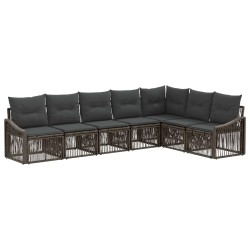 Ensemble de canapé de jardin 7 pcs Gris polyrotin 646442646442