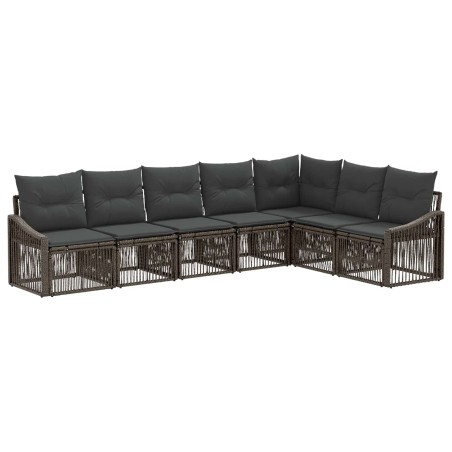 Ensemble de canapé de jardin 7 pcs Gris polyrotin 646442646442