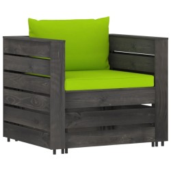 Salon de jardin 2 pcs avec coussins Bois imprégné de gris 646443646443
