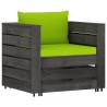 Salon de jardin 2 pcs avec coussins Bois imprégné de gris 646443646443