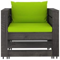 Salon de jardin 2 pcs avec coussins Bois imprégné de gris 646443646443