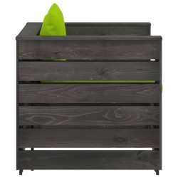 Salon de jardin 2 pcs avec coussins Bois imprégné de gris 646443646443