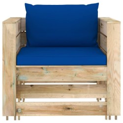 Salon de jardin 2 pcs avec coussins Bois imprégné de vert 646447646447