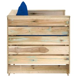 Salon de jardin 2 pcs avec coussins Bois imprégné de vert 646447646447