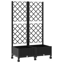 Bac de jardin avec treillis et roues Noir 80 x 40 x 131,5 cm PP 646448646448